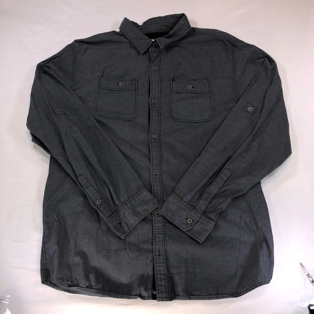 Dravus Mens XL Charcoal Gray Cotton Long Sleeve Button Down Utility Shirt